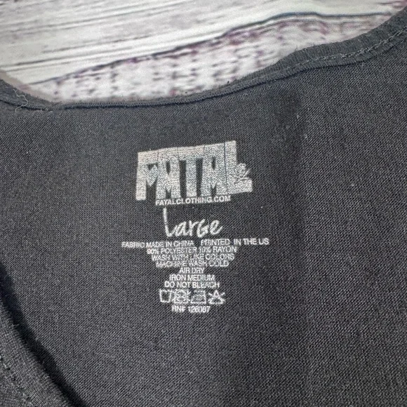 Vintage Y2K Fatal Black Graphic Skull Tank Top with Pink Accents Rockstar - Picture 3 of 8